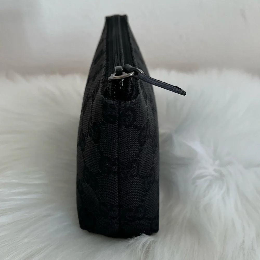 Gucci GG Black Monogram Cosmetic Pouch Italy